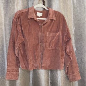 American Eagle Corduroy Mauve Button Up